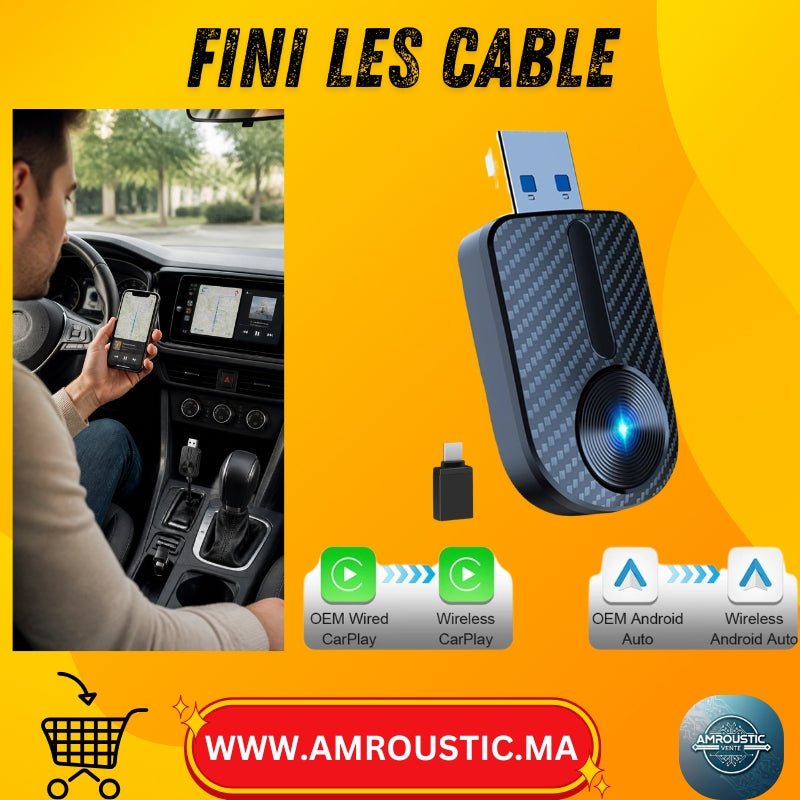 Adaptateur sans fil Apple CarPlay & Android Auto 2-en-1