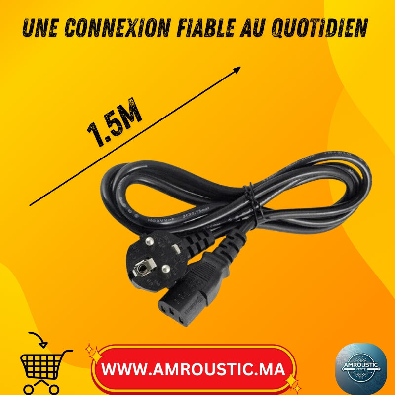 Câble d’alimentation pour ordinateur IEC C13 – 1,5 m – 220 V