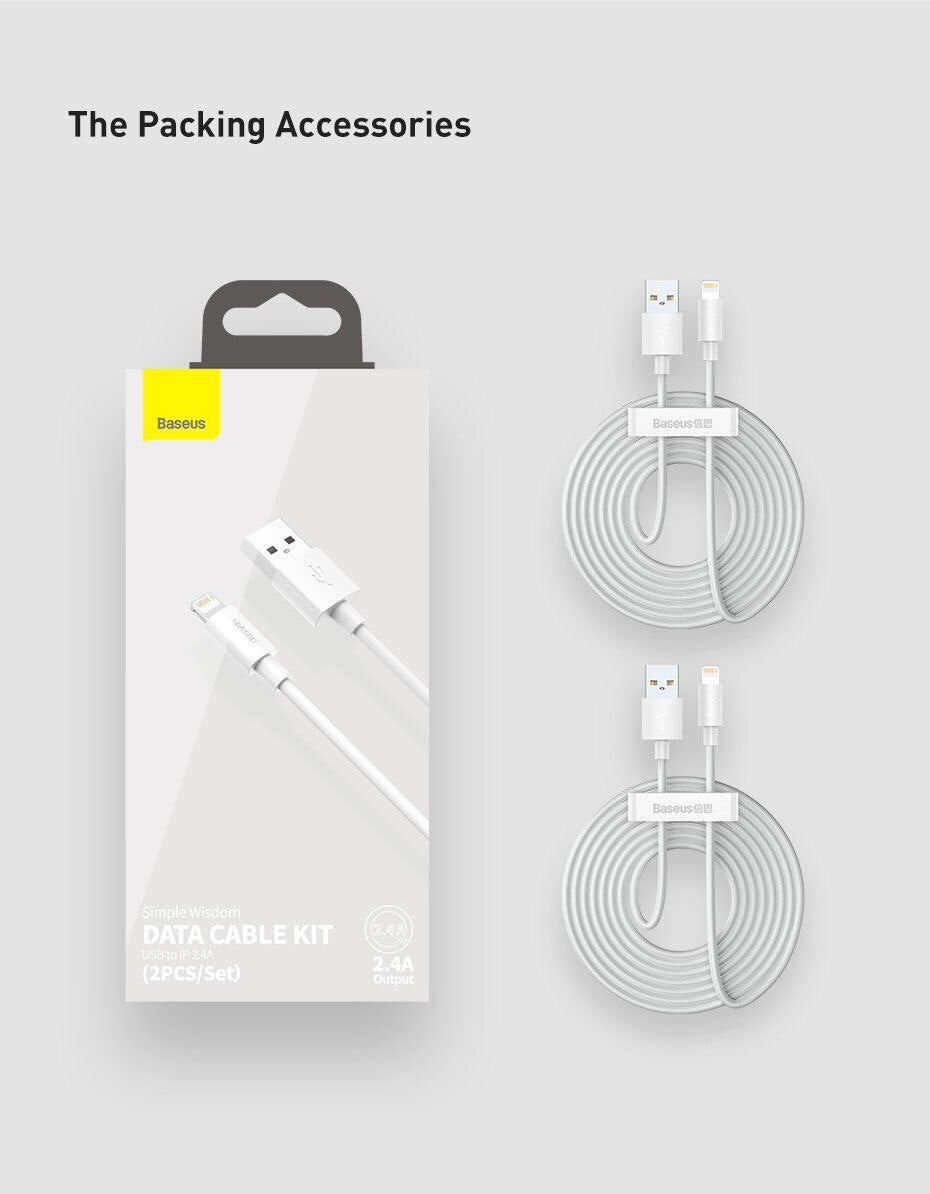 cable iphone baseus fast 2pcs