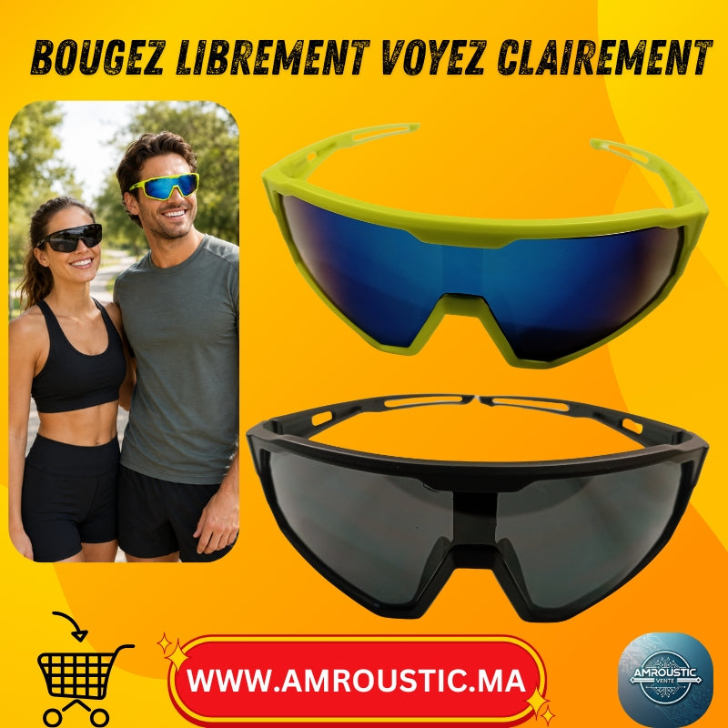 Lunettes de sport enveloppantes unisexes à écran large – 2 couleurs