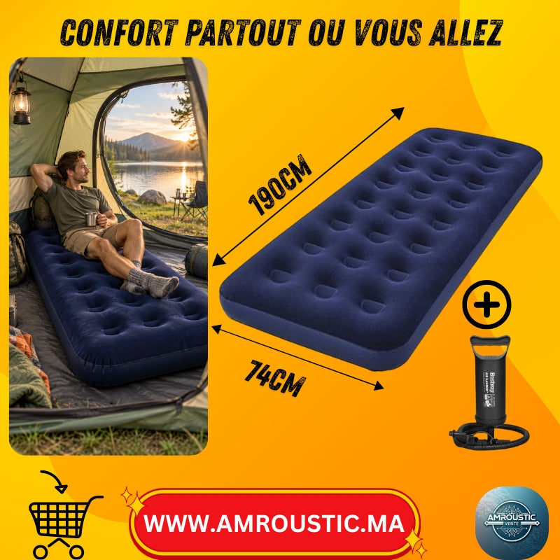 Matelas Gonflable 1 Place 190×74×22 cm – Charge 150 kg