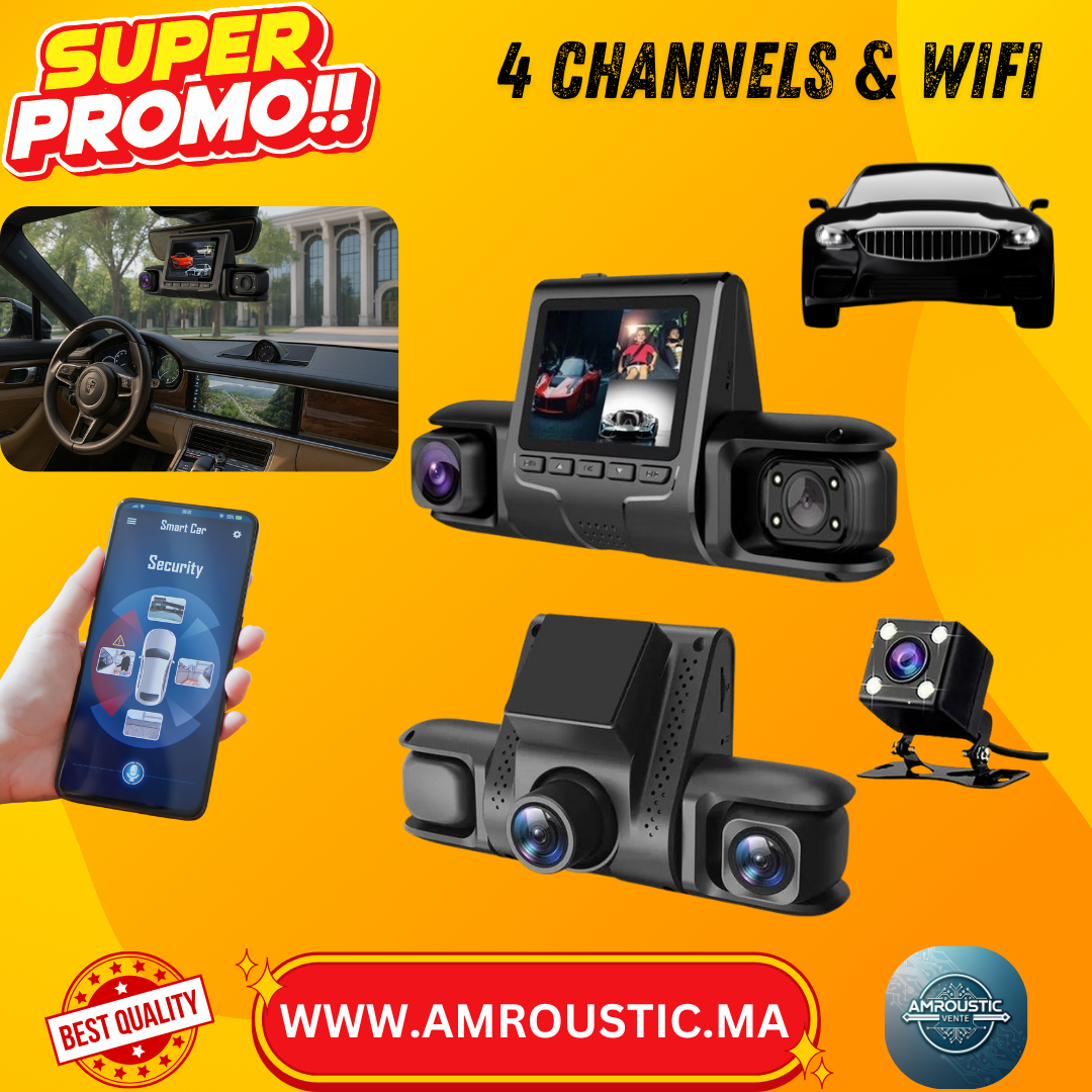 Caméra de voiture 4 en 1 – Dash Cam 1080P avant, arrière, gauche et droite