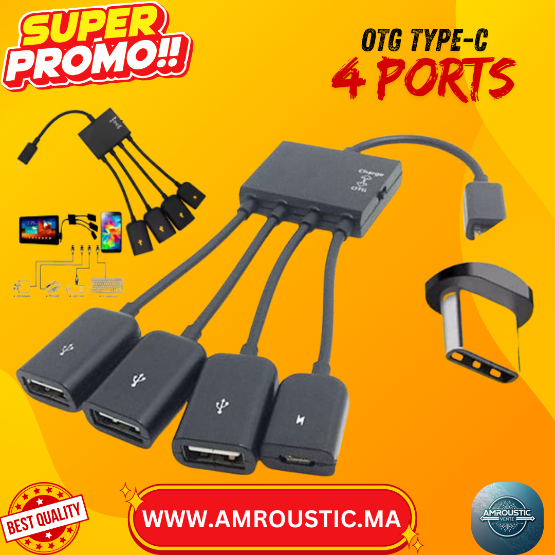 OTG TYPE-C 4 ports 3 usb et 1 alimentation
