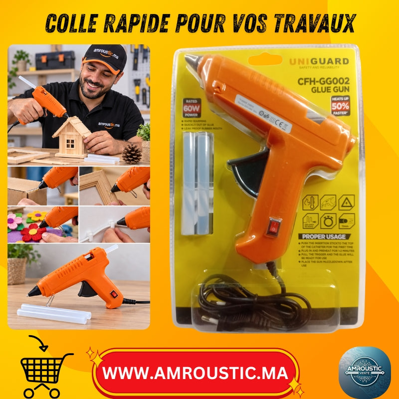 Pistolet à Colle Chaude UNIGUARD CFH-GG002 60W – Bâtons 11 mm – Chauffage Rapide