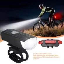 Kit Éclairage Vélo LED USB Rechargeable avec Feu Arrièr