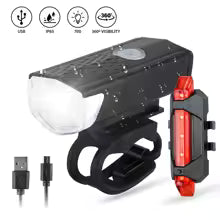 Kit Éclairage Vélo LED USB Rechargeable avec Feu Arrièr