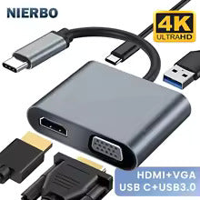 محول من 4 منافذ Type-C إلى HDMI-VGA