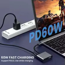 محول من 4 منافذ Type-C إلى HDMI-VGA