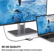 موزع USB-C 4 في 1 - يدعم HDMI بدقة 4K + VGA + USB 3.0 + شحن سريع 60 واط - محول من النوع C للكمبيوتر والهاتف