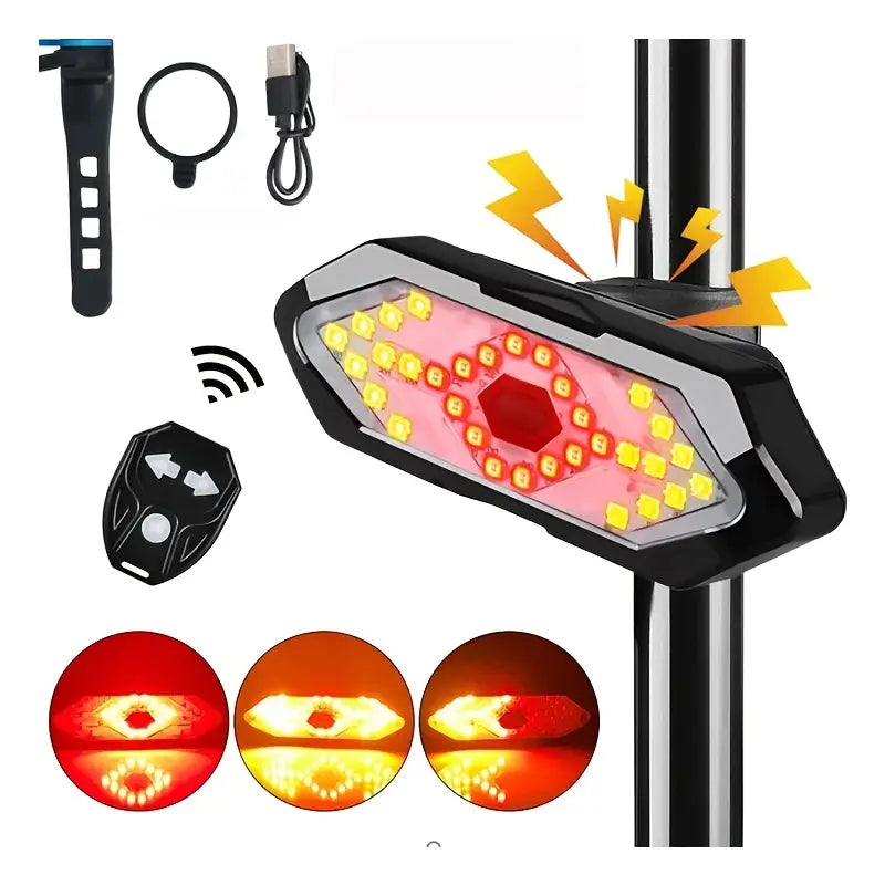 مصباح خلفي للدراجة بتقنية LED مع جهاز تحكم عن بعد لاسلكي