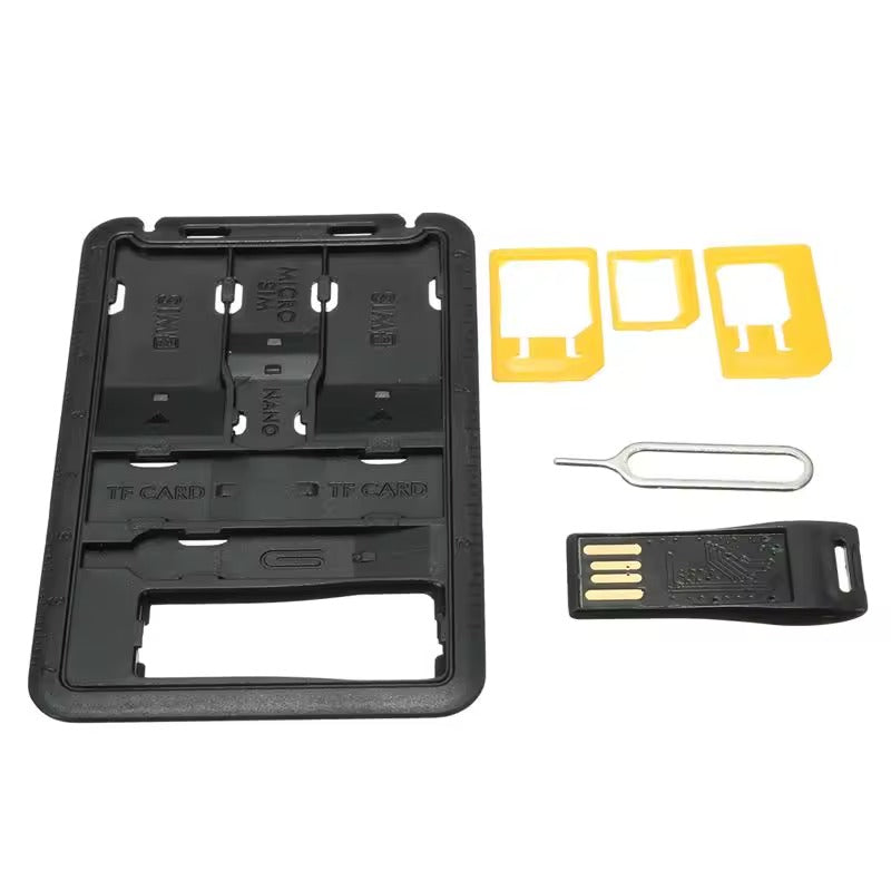 Kit Adaptateur SIM Tout-en-Un Format Carte de Crédit avec Lecteur MicroSD et Broche d’Éjection