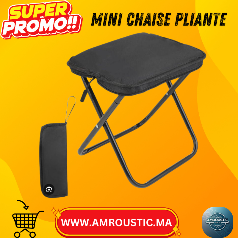 Mini Chaise Pliante de Voyage Beige – Compacte, Légère et Confortable pour Camping, Pêche et Plein Air