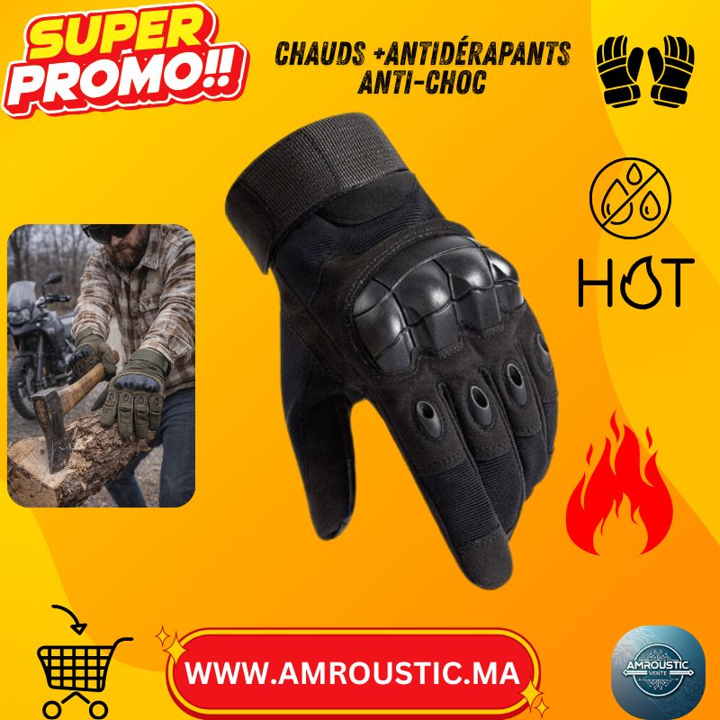 Gants Tactiques Renforcés Unisexes – Protection Antichocs, Antidérapants, Respirants + Écran Tactile (Outdoor/Moto)