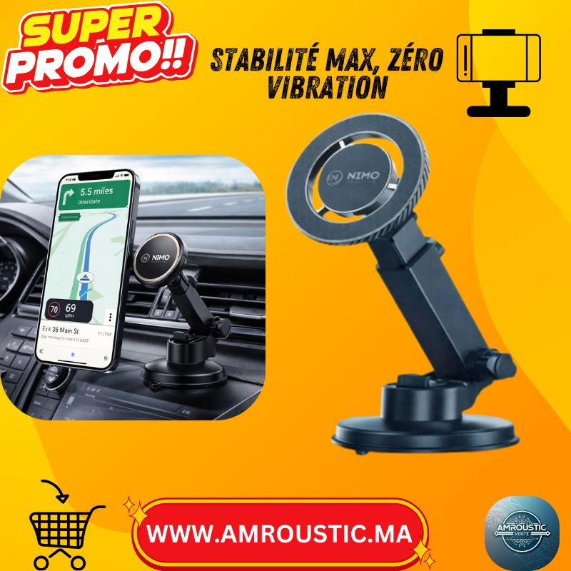 حامل هاتف مغناطيسي للسيارة NIMO NH-25 - كوب شفط للوحة القيادة + ذراع قابل للتعديل بزاوية 360 درجة