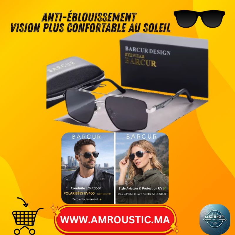 BARCUR – Lunettes de Soleil Polarisées Aviateur en Métal | UV400 | Conduite & Outdoor (Homme/Femme)