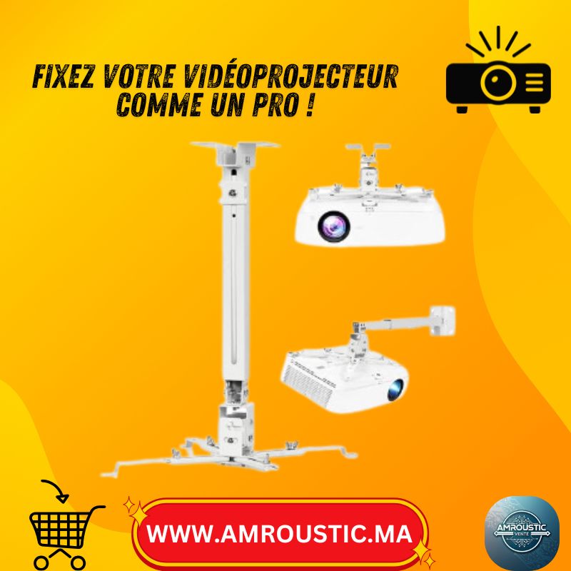 Support Universel pour Vidéoprojecteur – Fixation Plafond ou Mur – Ajustable & Réglable (Data Show)