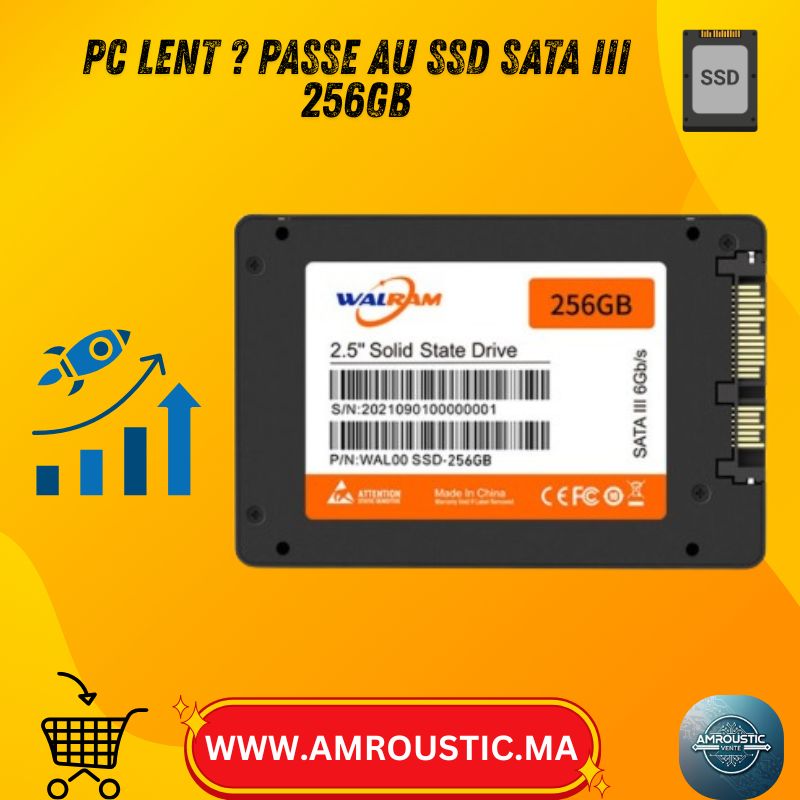 SSD WALRAM 256GB 2.5 بوصة SATA III (6 جيجابت/ثانية) – 3D NAND – للكمبيوتر الشخصي والكمبيوتر المحمول