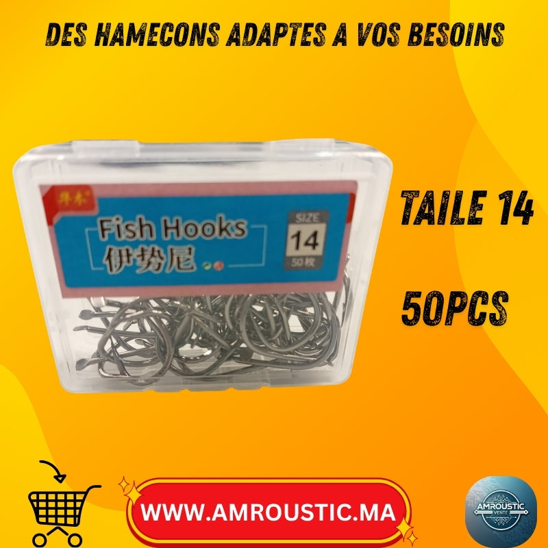 Hameçons de pêche avec œillet – 5 tailles au choix