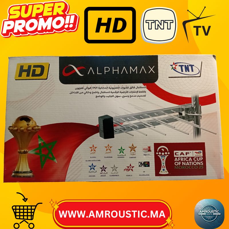 Antenne TNT ALPHAMAX HD – Réception Chaînes Marocaines en HD, Installation Facile, Image Claire et Stable