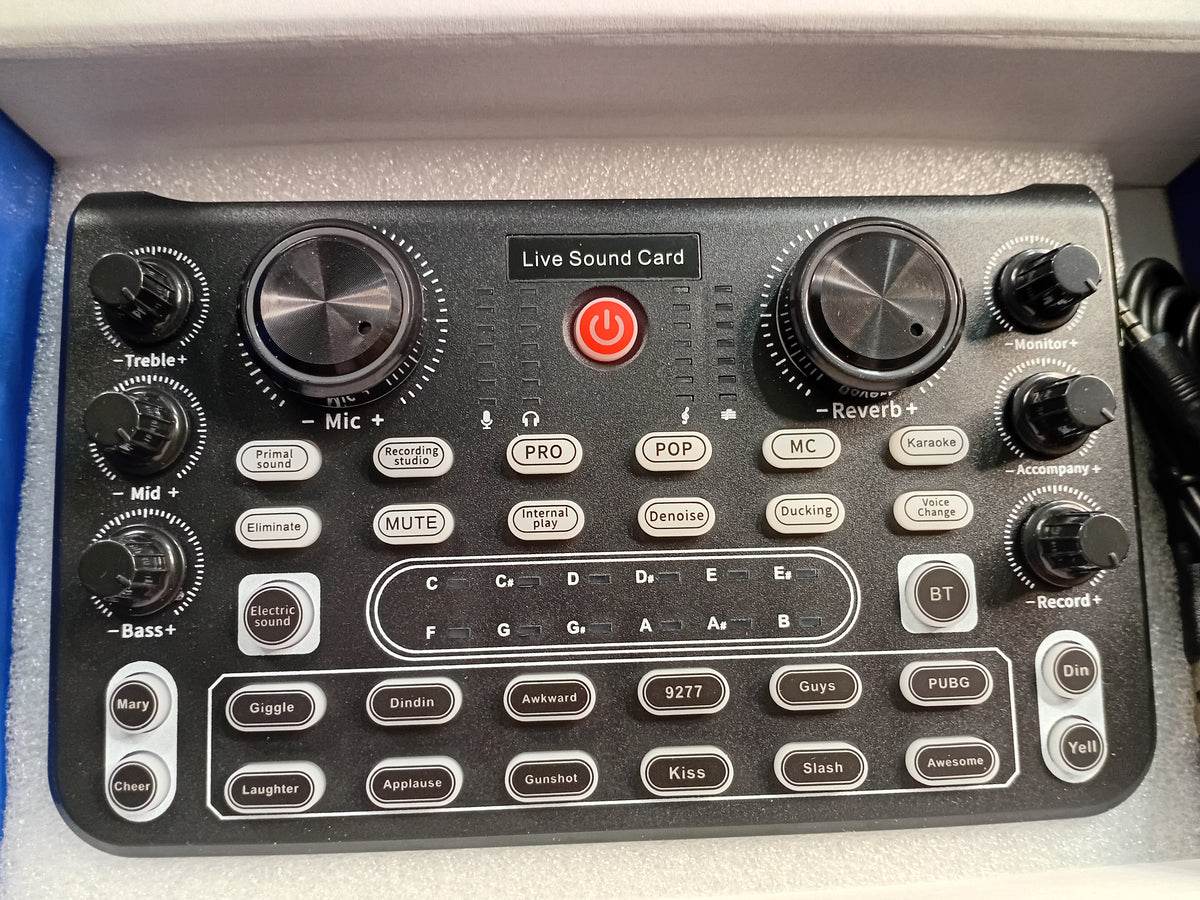 Carte Son Live avec Mixeur Audio, Bluetooth, DSP, Effets & Reverb – Smartphone & PC