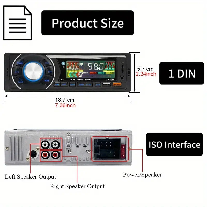 Autoradio voiture 1Din bluetooth