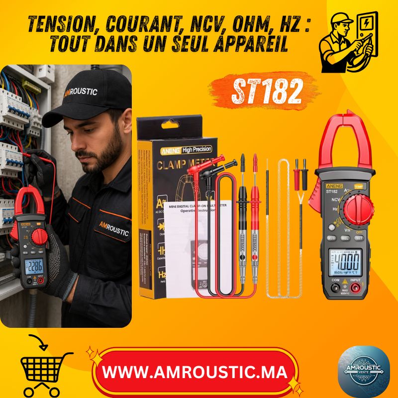 ANENG ST182 مقياس المشبك الذكي 400 أمبير 600 فولت 4000 عد NCV هرتز سعة أوم