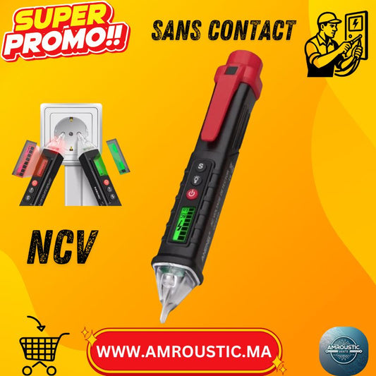 جهاز ANENG VC1010 - جهاز اختبار الجهد الكهربائي بدون تلامس 12-1000 فولت - قلم كاشف كهربائي مزود بمنبه صوتي/ضوئي وشاشة LCD