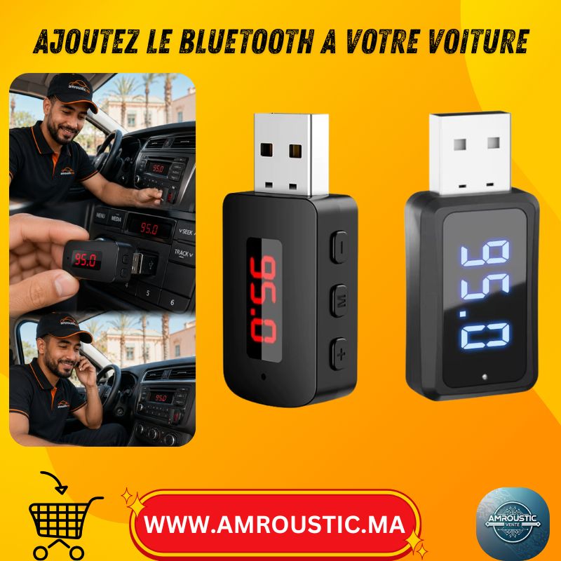 Adaptateur Bluetooth 5.4 M10 pour voiture – Émetteur FM USB avec appels mains libres