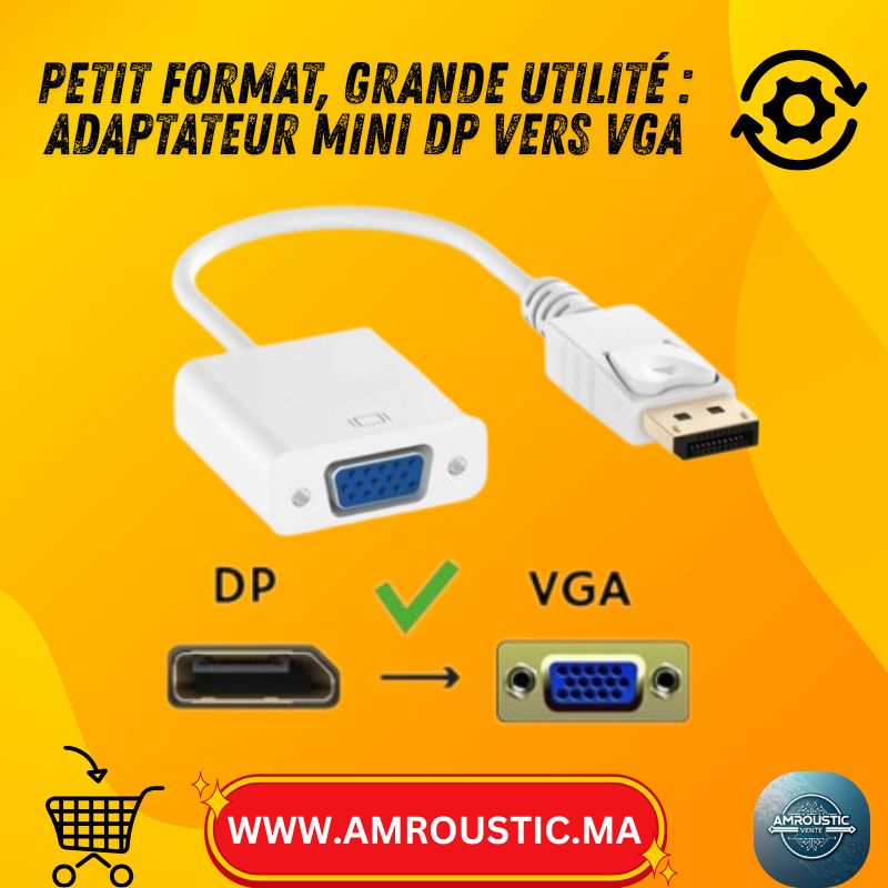 محول DisplayPort إلى VGA ذكر إلى أنثى للكمبيوتر والشاشة وجهاز العرض