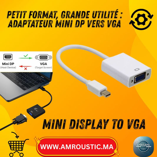 محول Mini DisplayPort إلى VGA للكمبيوتر والشاشات وأجهزة العرض