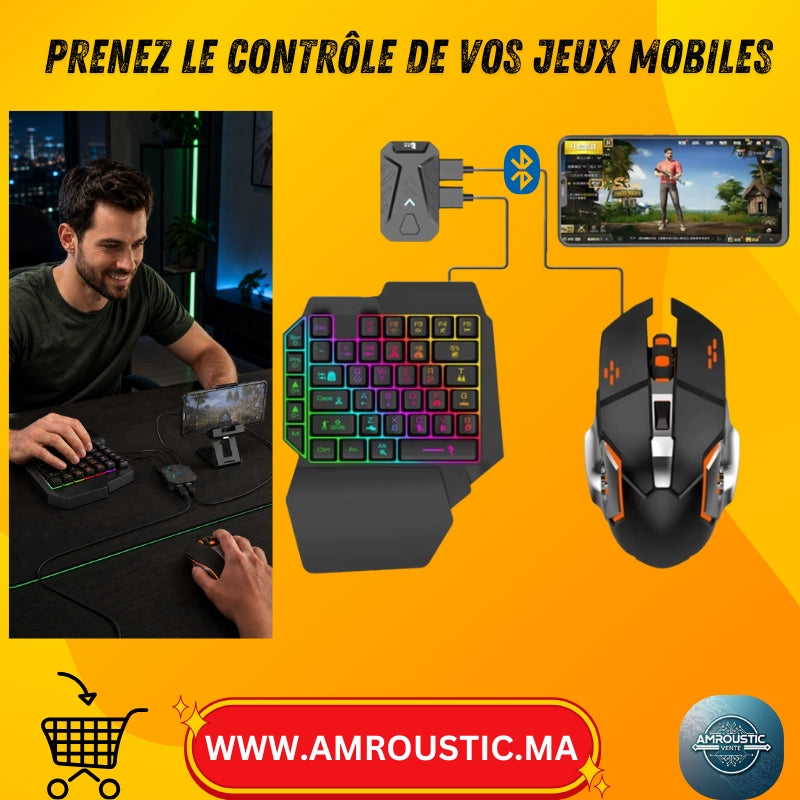 Adaptateur Mix Pro+ 4-en-1 avec Clavier RGB et Souris Gaming pour Android
