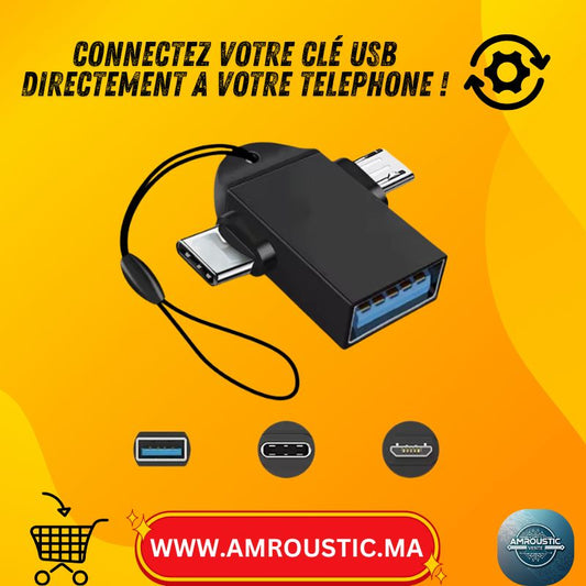 محول OTG 2 في 1 USB 3.0 إلى Type-C و Micro USB للهواتف الذكية