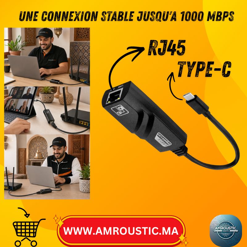 Adaptateur USB-C vers Ethernet RJ45 Gigabit 1000 Mbps – USB 3.0