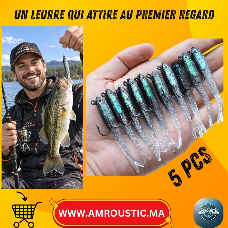 Leurres souples de pêche – Lot de 5 pièces, 7 cm / 6 g