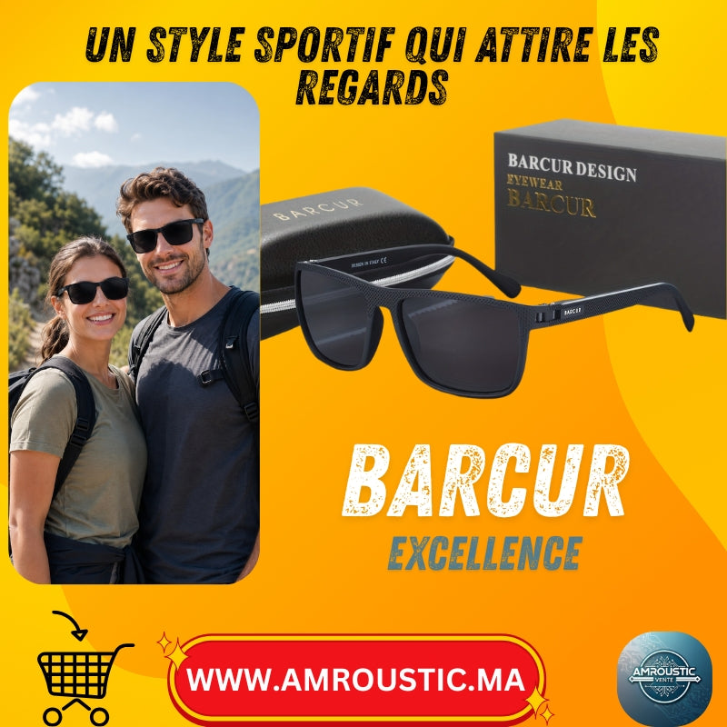 BARCUR Lunettes de sport polarisées TR90 carrées pour homme et femme