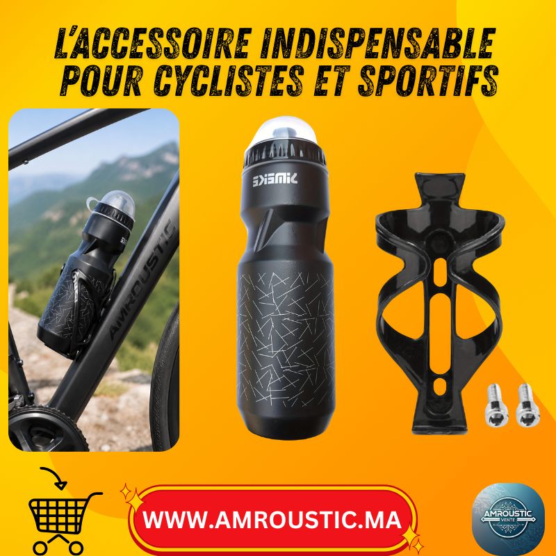Bouteille d’Eau de Vélo avec Support et Vis – Gourde Sport Grande Capacité pour Cyclisme, Randonnée et Outdoor