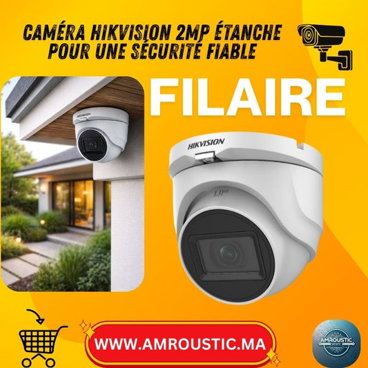 Caméra filaire Hikvision 2MP Turbo HD IP67 – Objectif 2.8 mm – Vision IR 20 m