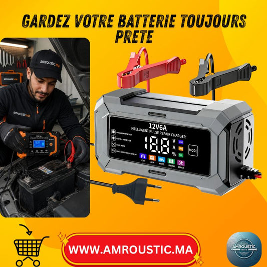 Chargeur de batterie intelligent 12V 6A avec écran LCD et prise EU