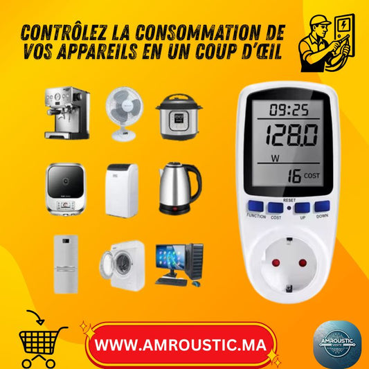 Compteur de consommation électrique LCD numérique – Wattmètre prise UE 16A 220V