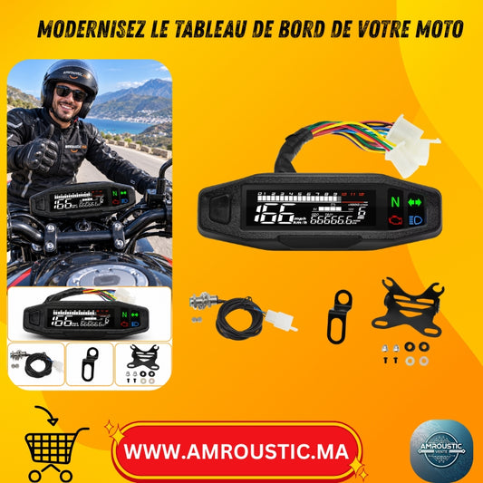 Compteur de vitesse moto numérique universel avec capteur et 2 supports – Tachymètre & jauge d’huile