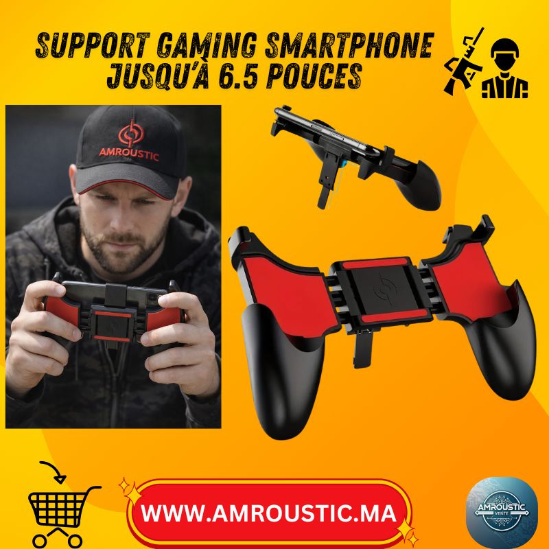 Contrôleur de Jeu Mobile 2-en-1 avec Support Extensible pour Smartphone 6.5 Pouces