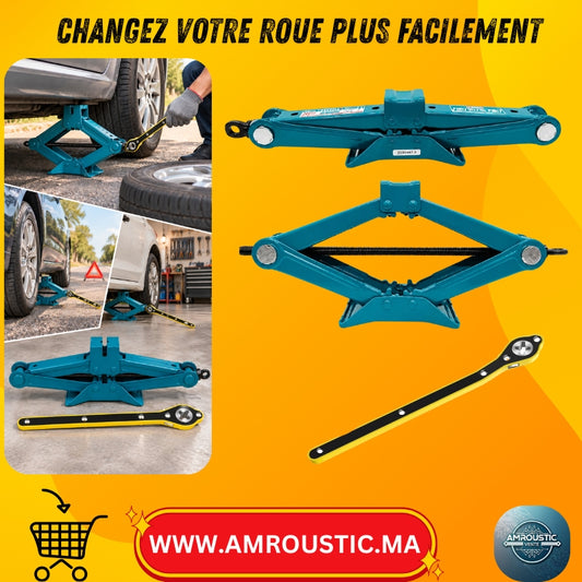 Cric Ciseau 1,5 T avec Clé – Hauteur 95 à 330 mm