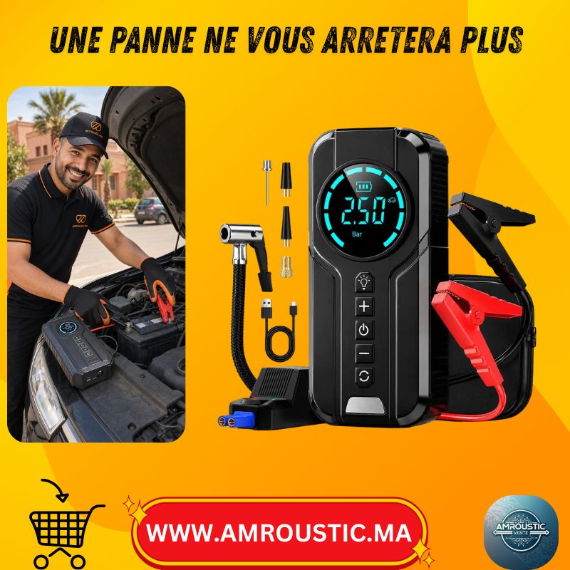 Démarreur de Batterie 12V et Compresseur d’Air 150 PSI 2-en-1 – 1000A Modèle 1920