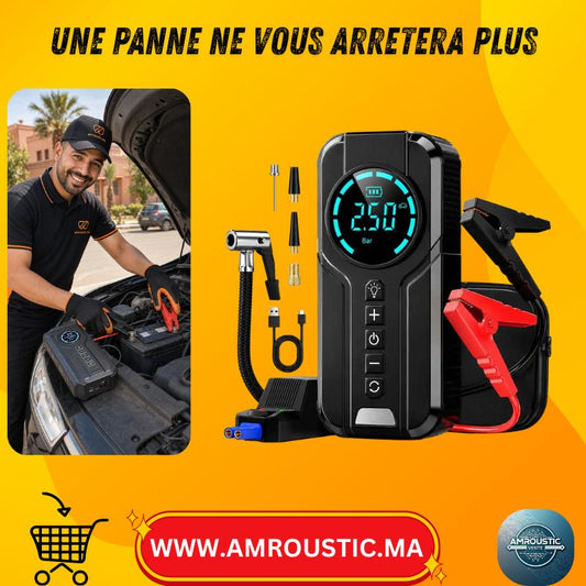 Démarreur de Batterie 12V et Compresseur d’Air 150 PSI 2-en-1 – 1000A Modèle 1920