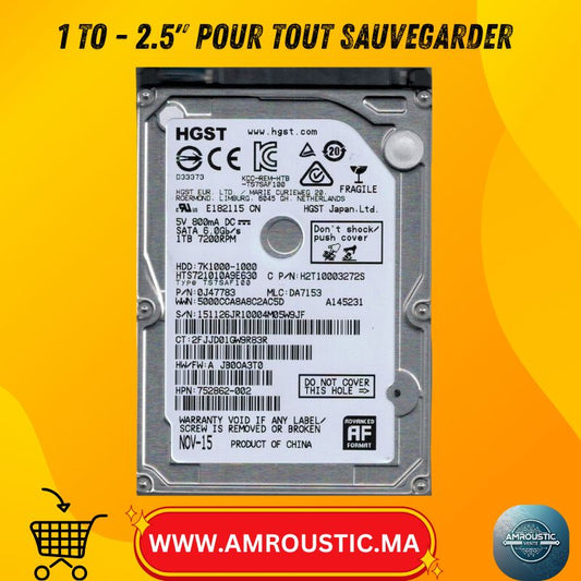 Disque Dur Interne HGST 1 To 2,5 Pouces SATA III – 5400 RPM