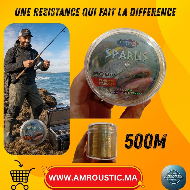 Fil de pêche fluorocarbone FORZA SPARUS 500 m – 0,45 mm – Résistance 30,5 kg
