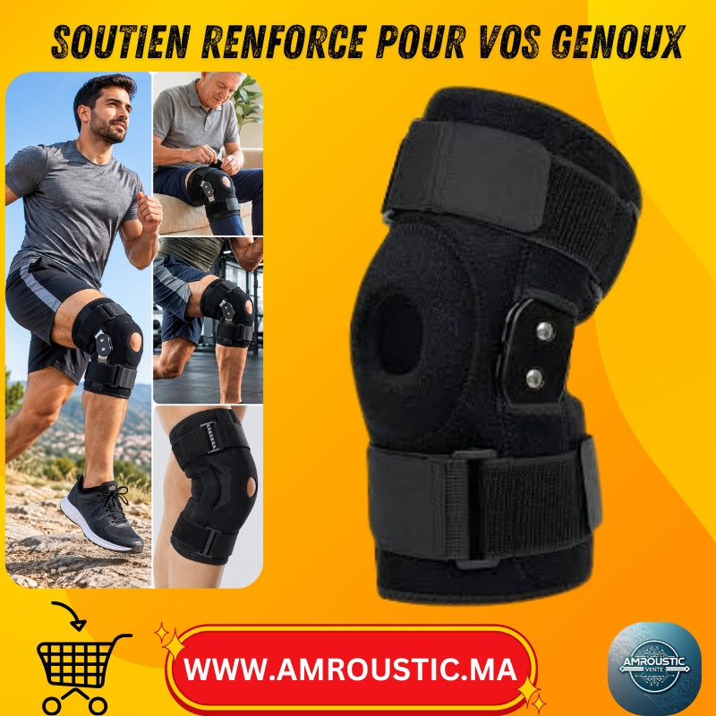 Genouillère articulée avec stabilisateurs latéraux et sangles réglables