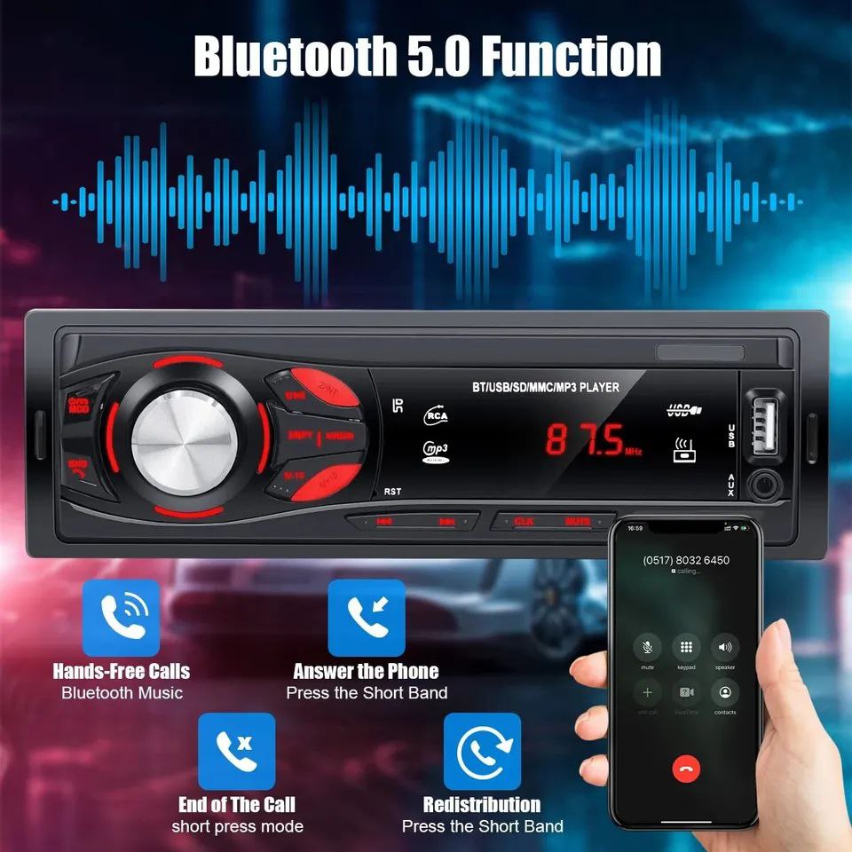 Autoradio Bluetooth Stéréo 1 Din