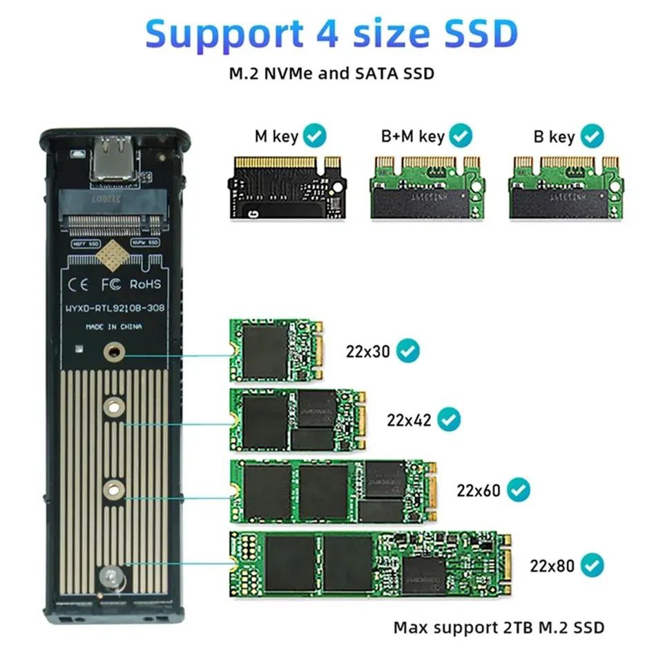 Boitier M.2 sata Nvme NGFF