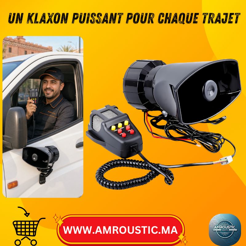 Klaxon 12V Sept Tons avec Microphone pour Voiture, Moto, Bateau et Véhicule Électrique